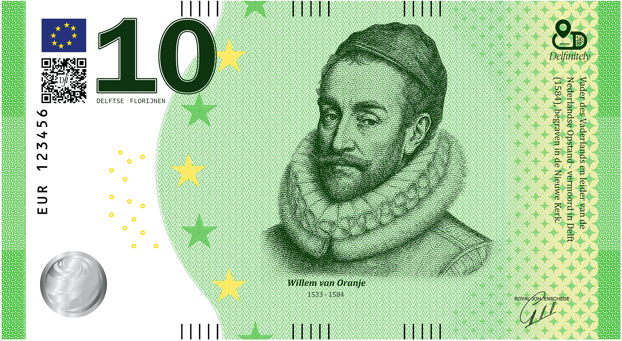 10 florin note featuring William of Orange